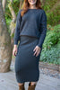 Waffle Sweater & Skirt Set - Heather Charcoal
