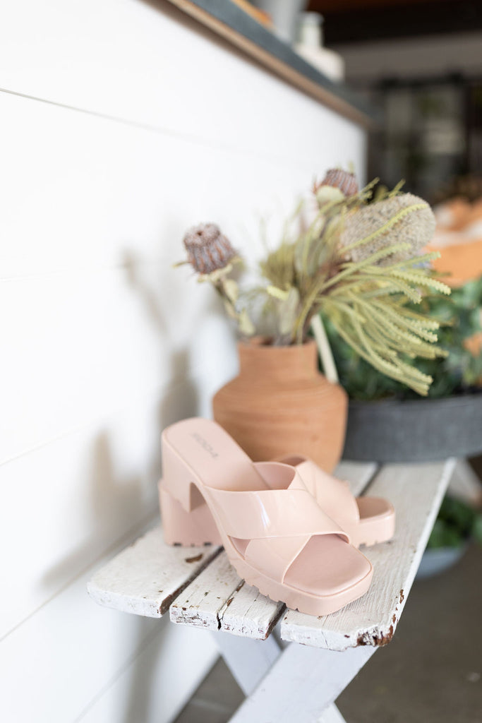 Front Cross Patent Sandal - Nude