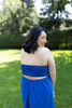 Smocked Open Back Dress - Blue