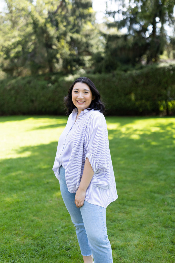 Button Down Striped Shirt - Blue