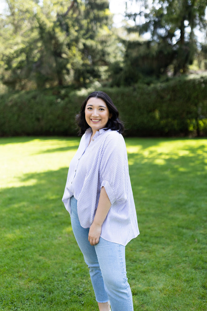 Button Down Striped Shirt - Blue