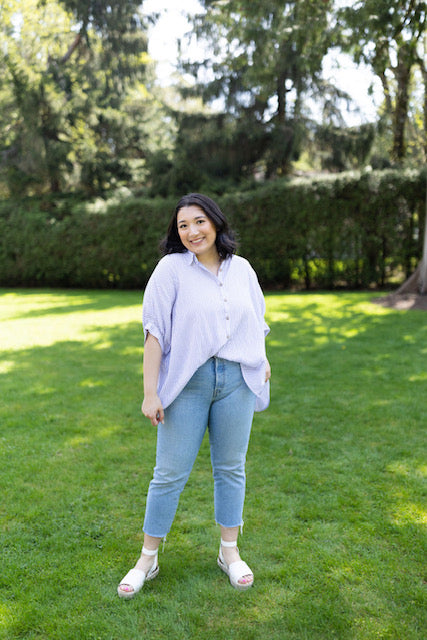 Button Down Striped Shirt - Blue