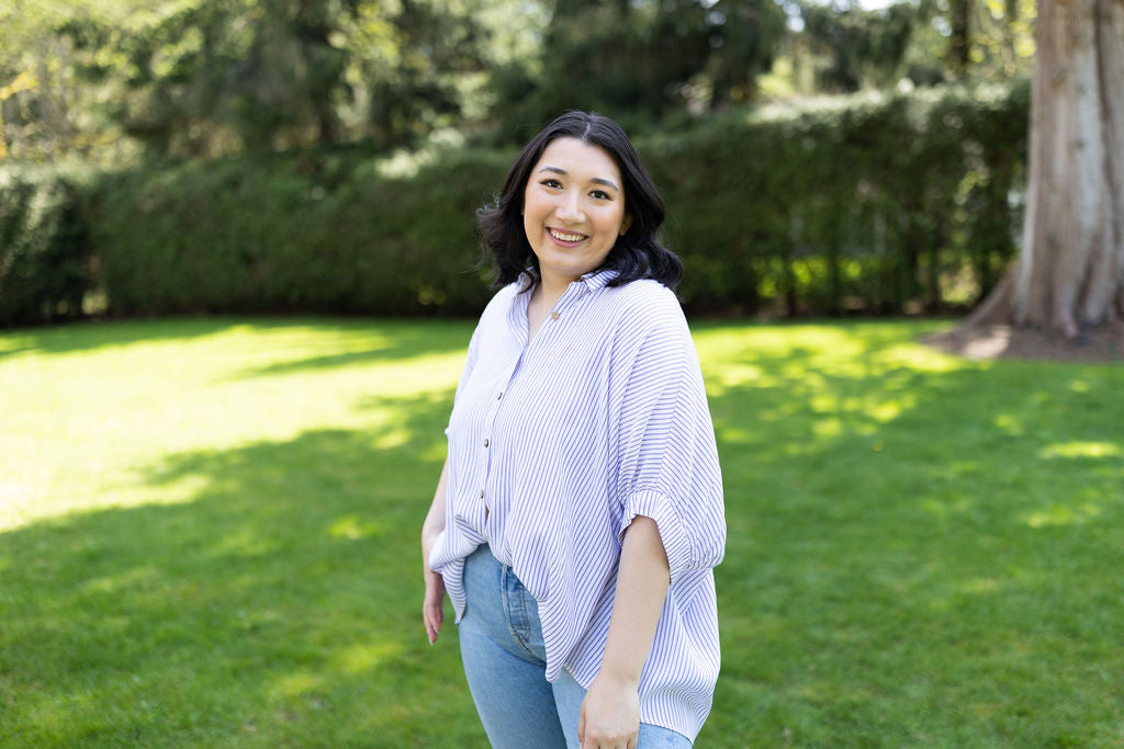 Button Down Striped Shirt - Blue