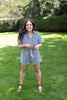 Striped Button Up Casual Set - Navy