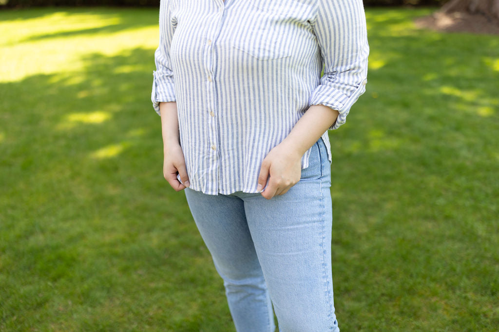 Striped Button Down - Blue