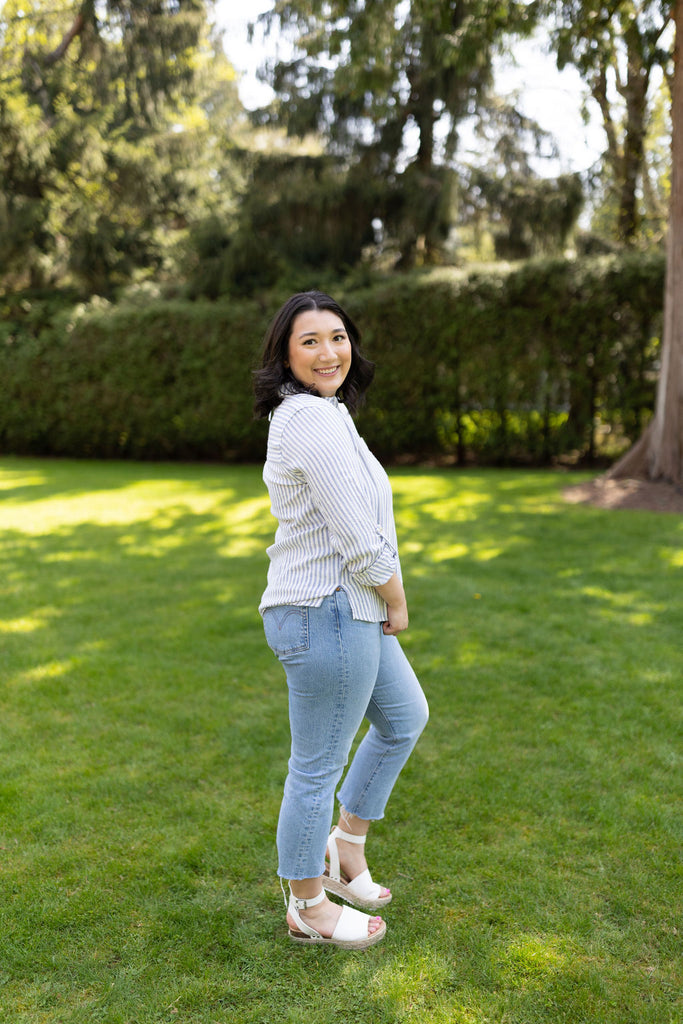 Striped Button Down - Blue