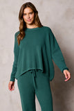 Waffle textured Sweater & Pant Set - Gre
