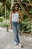 Mid Rise Slim Wide Leg Denim