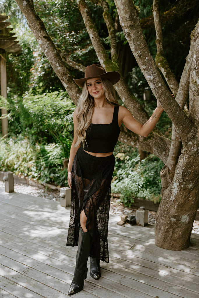 Lace Midi Skirt With Built In Shorts