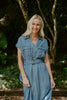 Collared Button Down Belted Midi Dress