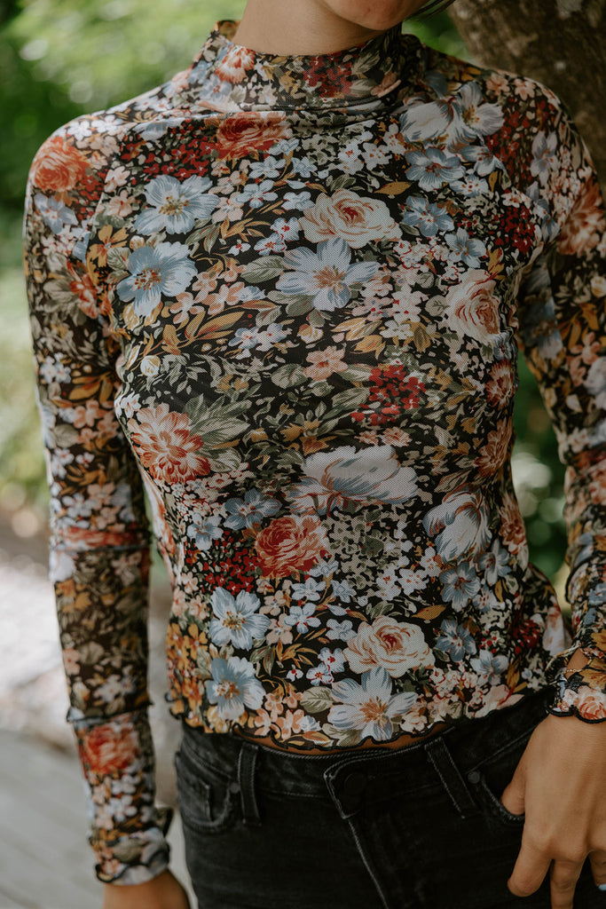 Fall Floral Sheer Shirt