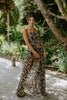 Floral/Black Strapless Maxi