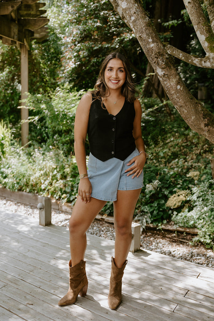 Button Up Vest - Black