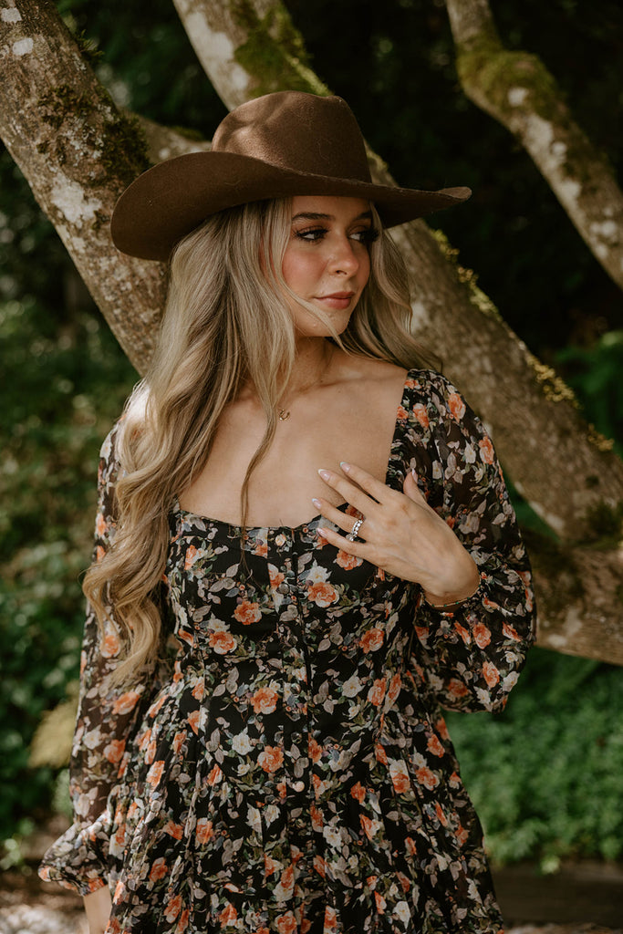 Floral Black Romper