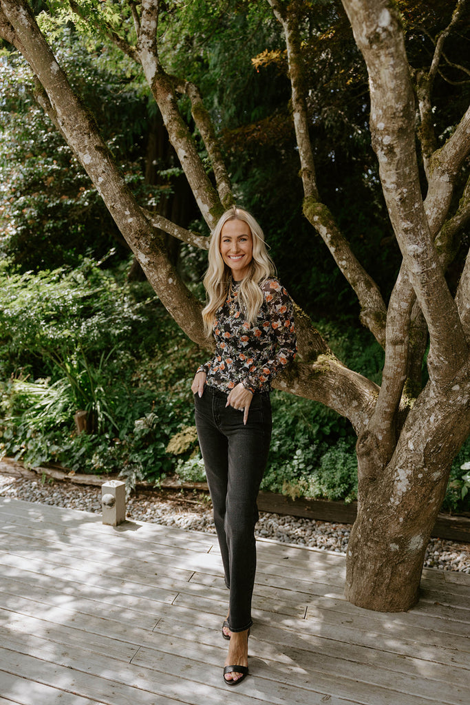 Sheer Black Floral Shirt