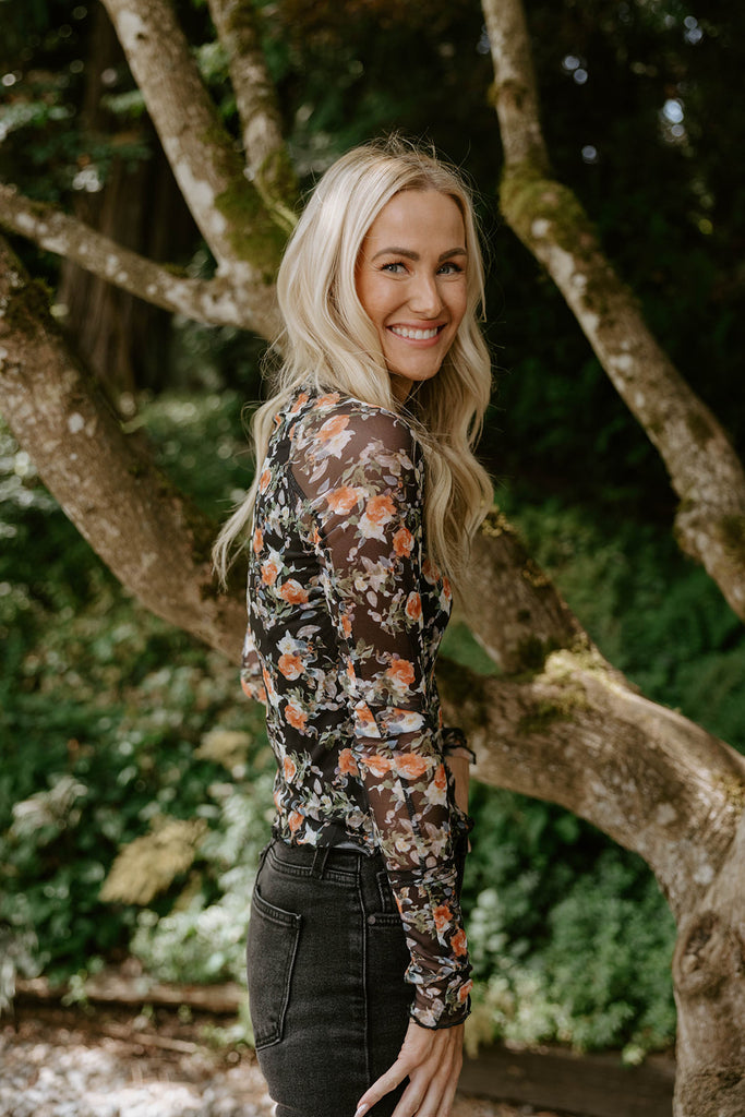Sheer Black Floral Shirt