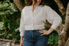 Crochet Mixed Material Cardigan - Cream