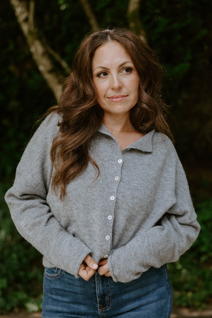 Lightweight Button Up Cardigan - Grey