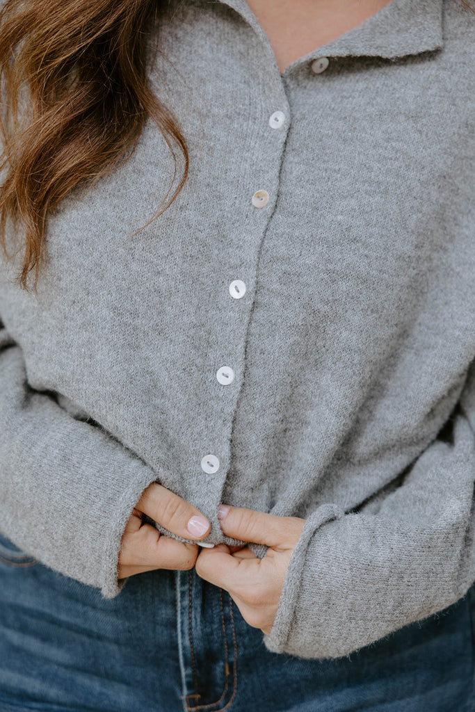 Lightweight Button Up Cardigan - Grey