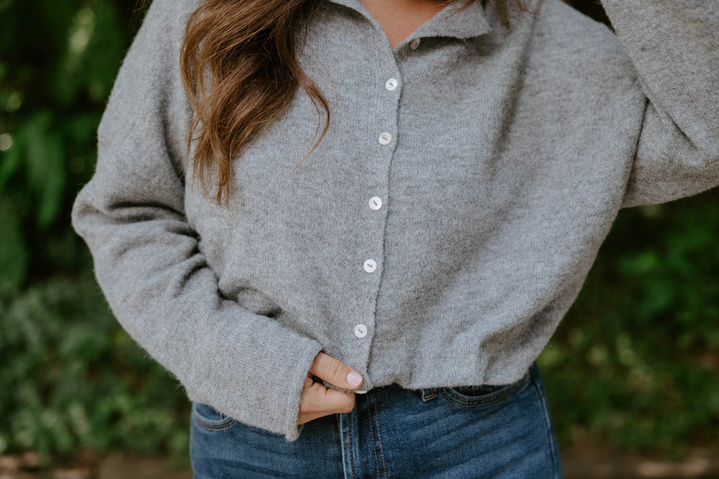 Lightweight Button Up Cardigan - Grey