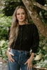 Crochet Mixed Material Cardigan - Black