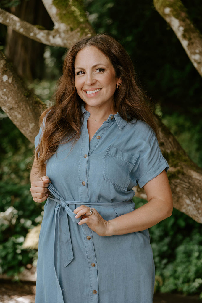 Chambray Button Down Shirt Dress