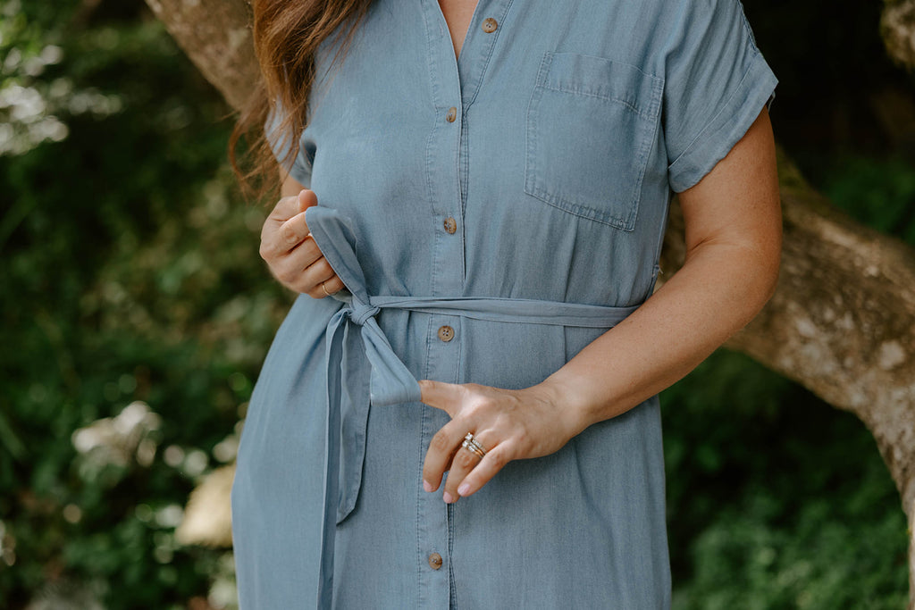 Chambray Button Down Shirt Dress