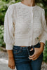 Crochet Mixed Material Cardigan - Cream