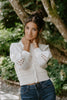 Crochet Mixed Material Cardigan - Cream