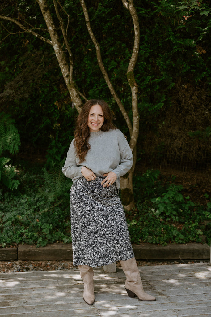 Floral Midi Skirt - Black