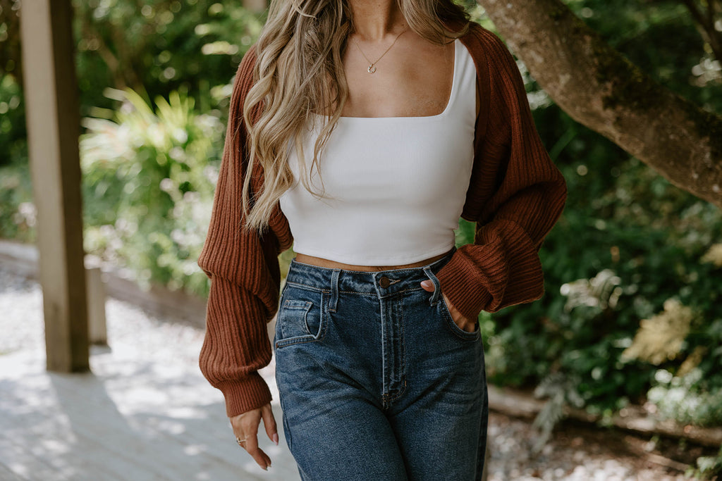 The Cropped Ballet Shrug - Brown