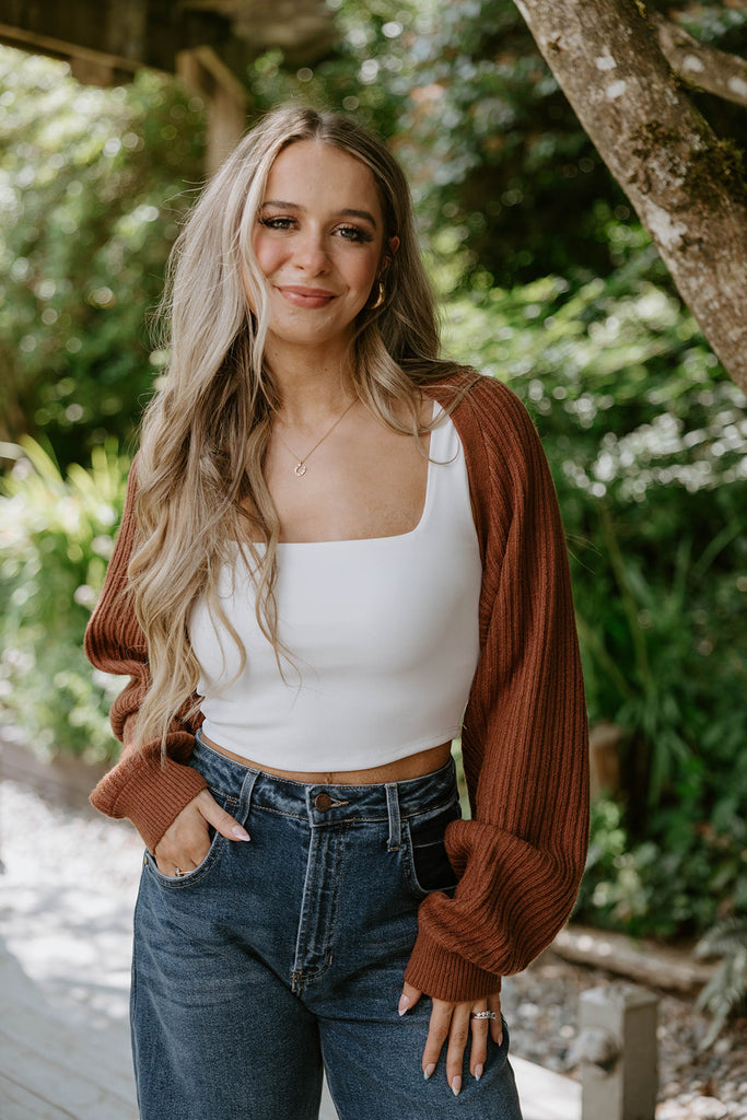 The Cropped Ballet Shrug - Brown