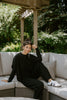 Waffle Textured Sweater & Pant Set - Black