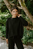 Waffle Textured Sweater & Pant Set - Black