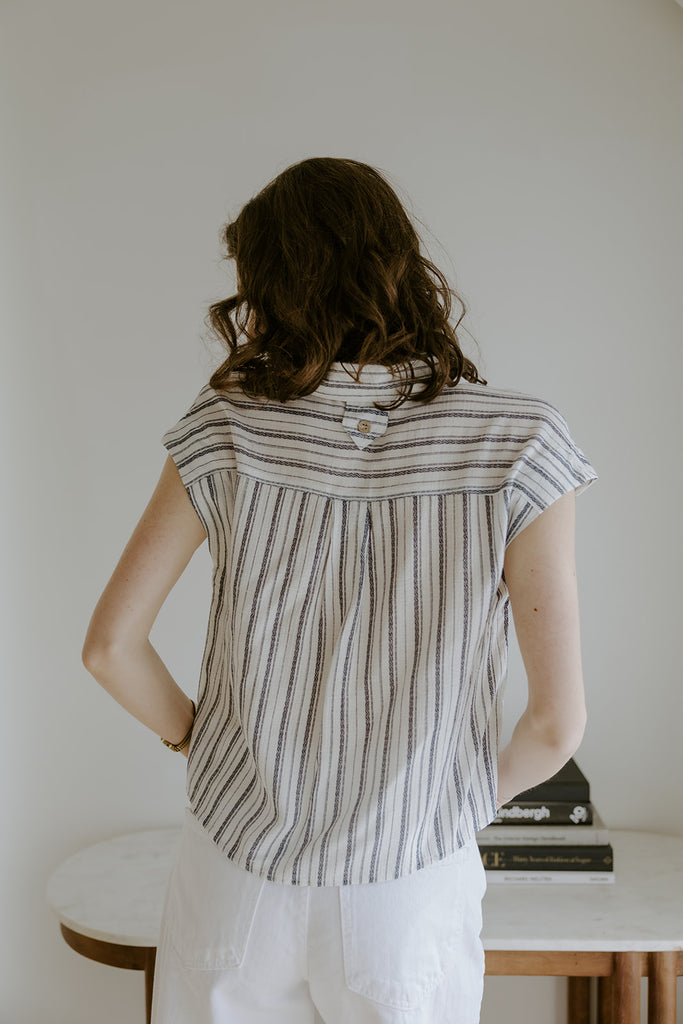 White Button Up With Blue Stripe