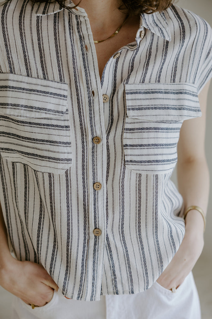 White Button Up With Blue Stripe