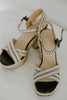 Woven Block Heel Sandal - Black