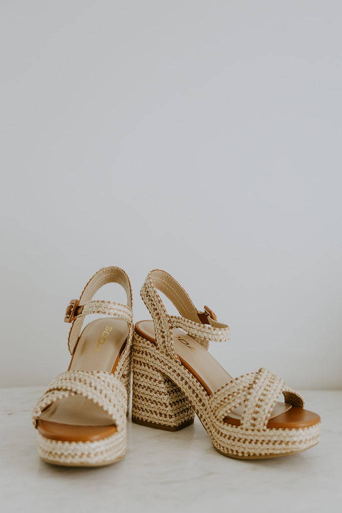 Woven Block Heel Sandal - Natural