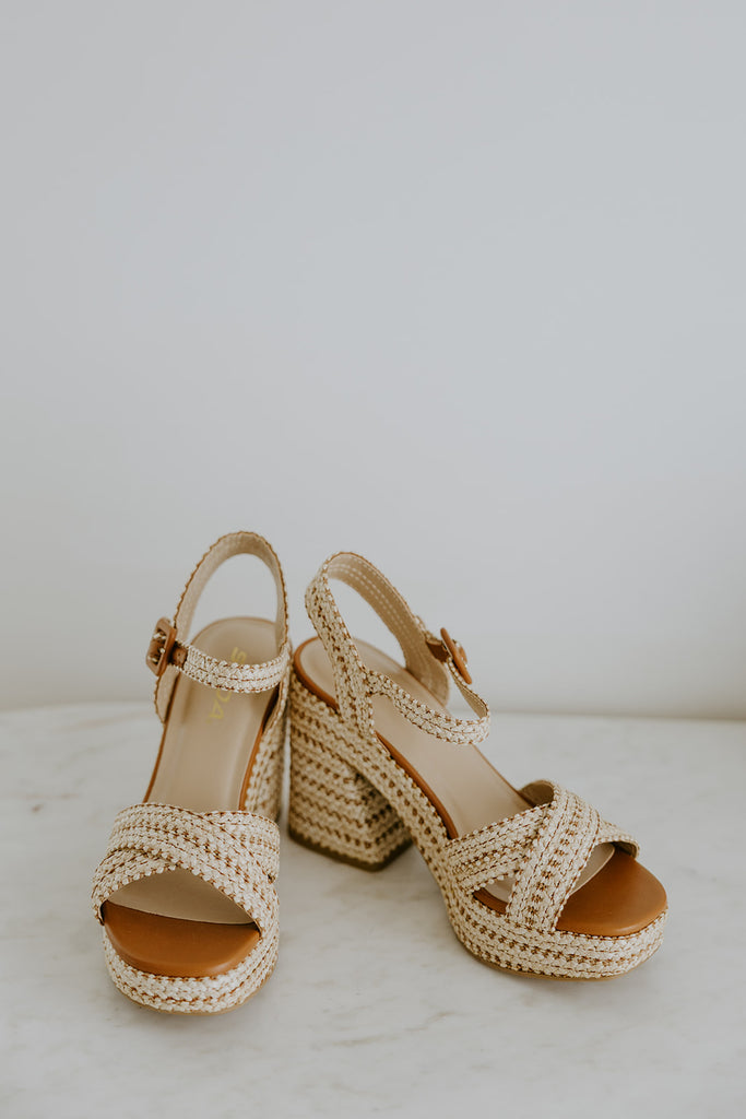 Woven Block Heel Sandal - Natural