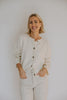 Button Up Cardigan with Exposed Seam - Cream