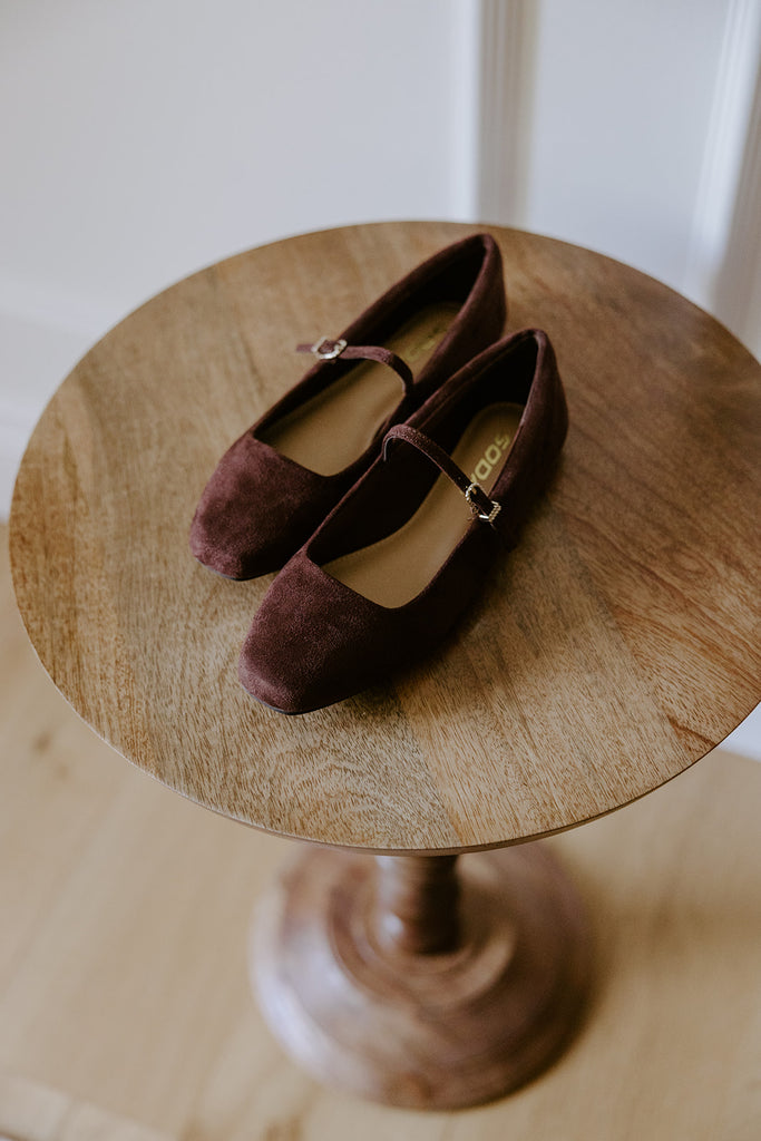 Faux Suede Ballet Flat - Brown