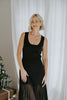 Knit Dress with Pleated Details - Black