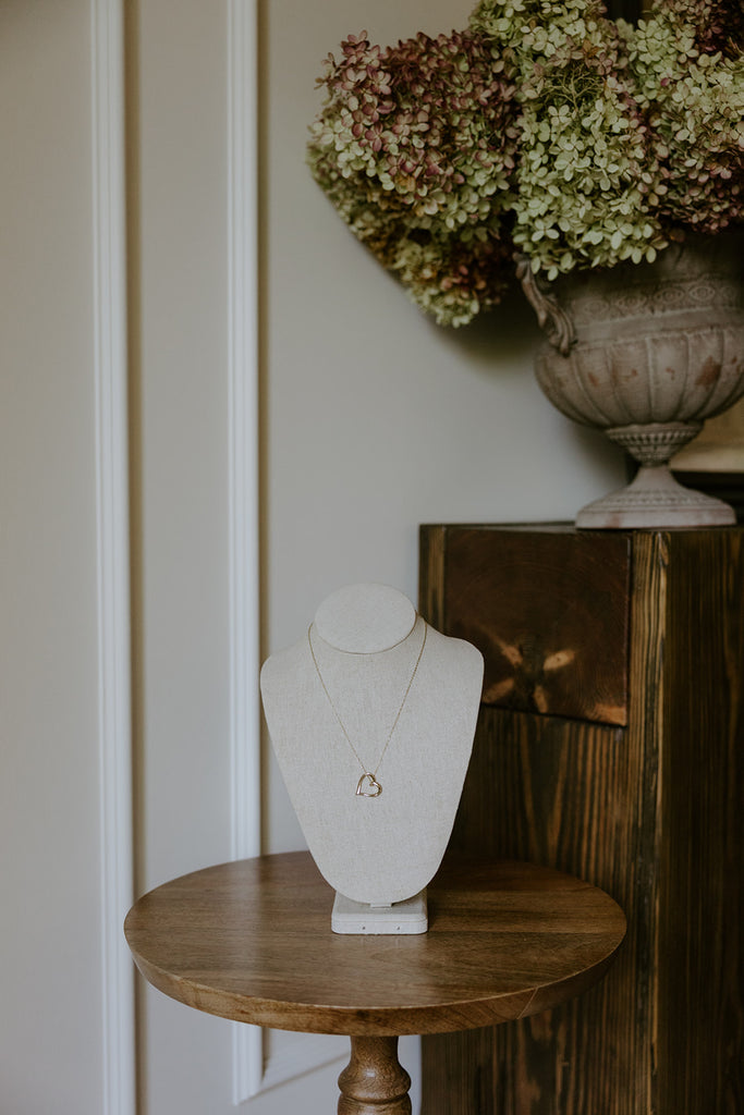 Script Heart Necklace - Gold