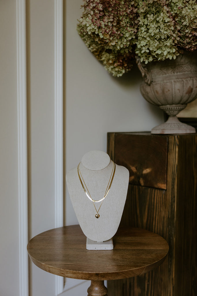 Multi Strand Chain & Heart Necklace — Bold Heart