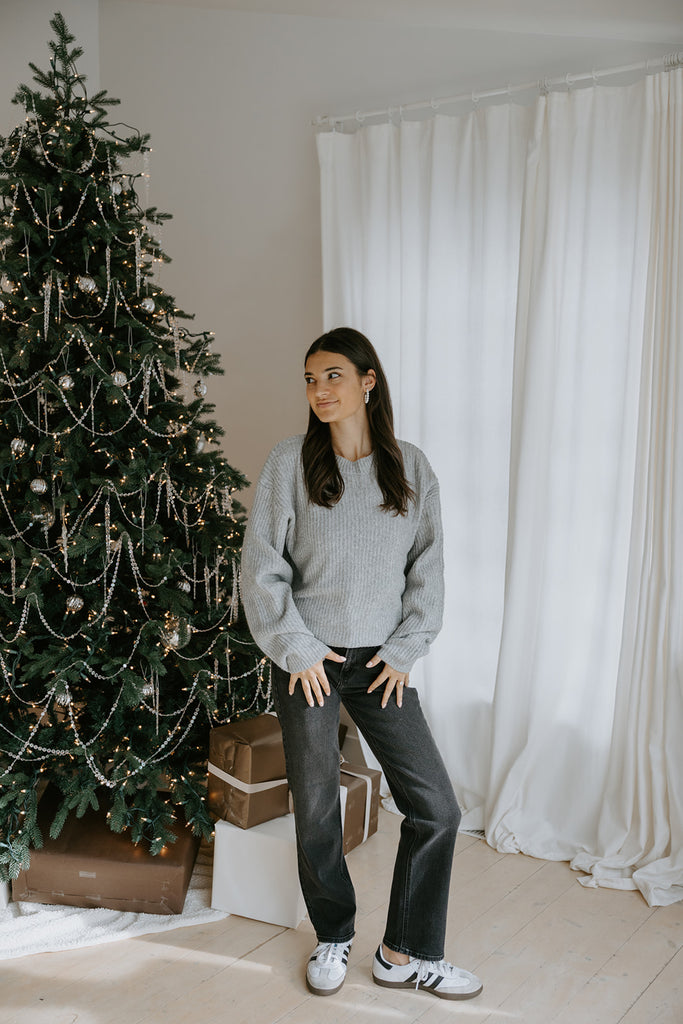 Classic Knit Sweater - Heather Grey