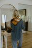 Horse Print Silk Scarf - Blue/Orange