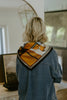 Horse Print Silk Scarf - Blue/Orange