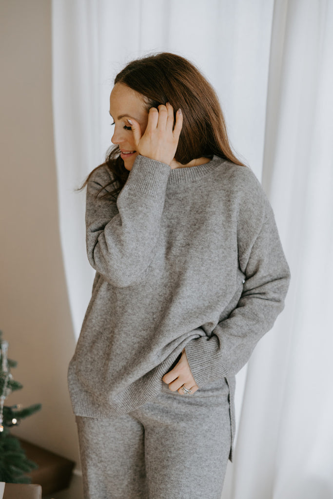 Loose Fit Sweater and Top Set – Charcoal