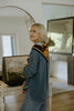 Horse Print Silk Scarf - Blue/Orange