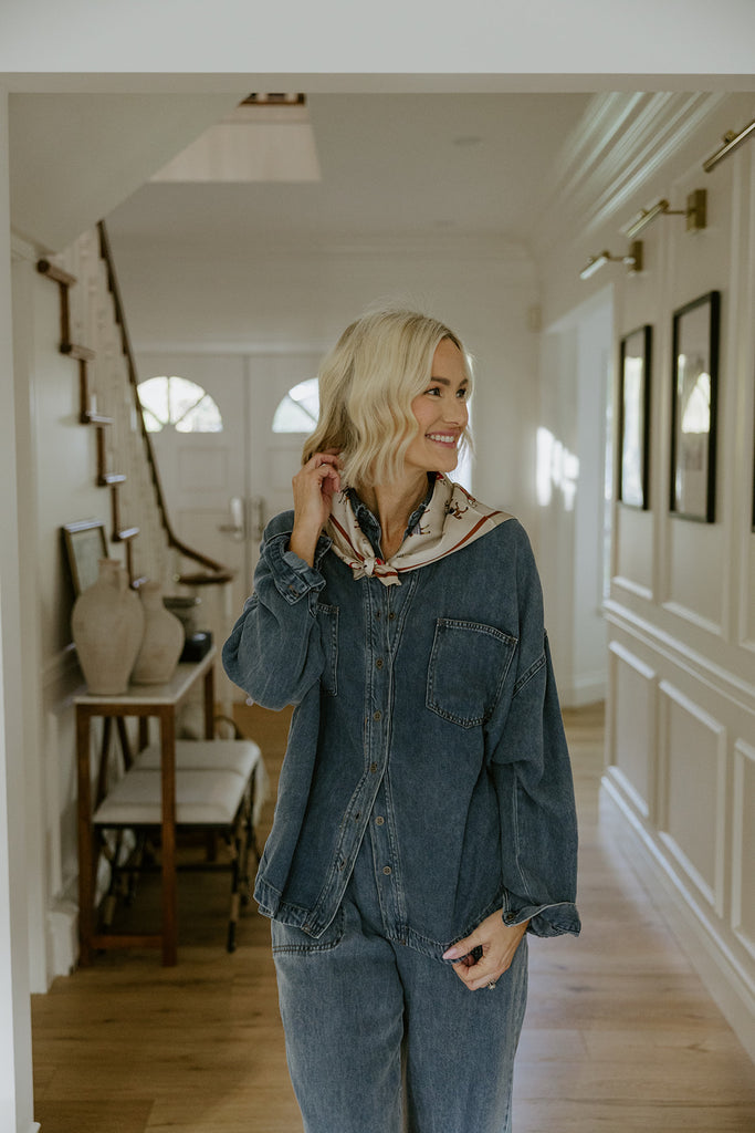 Horse Print Silk Scarf - Taupe